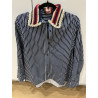 Chemise Dad rayée marine col Crochet