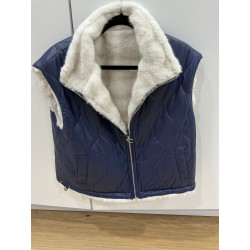 Veste sans manches marine fourrée REVERSIBLE