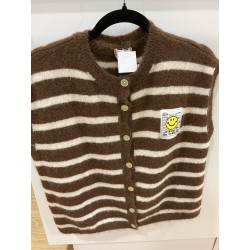 Gilet sans manches rayé choco