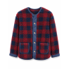 Veste moumoute carreaux marine et bordeaux