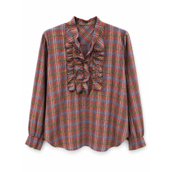 Chemise LUCIA Col volants carreaux