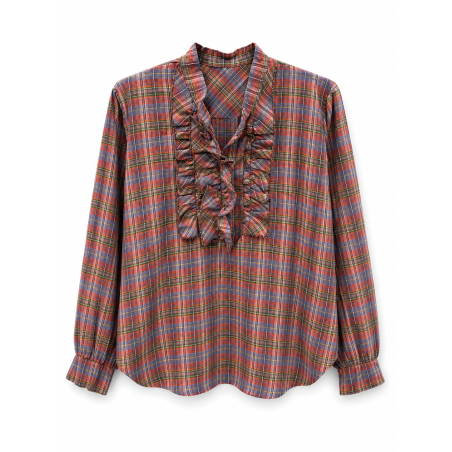 Chemise LUCIA Col volants carreaux