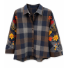 Chemise carreaux marine et broderies