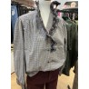 Chemise vichy et broderies marine et choco