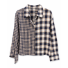 Chemise OPALE marine petits carreaux et grands carreaux