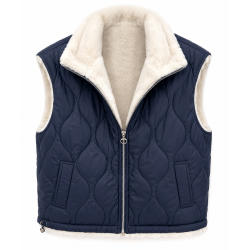 Veste sans manches marine fourrée REVERSIBLE