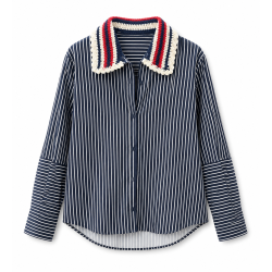 Chemise Dad rayée marine col Crochet