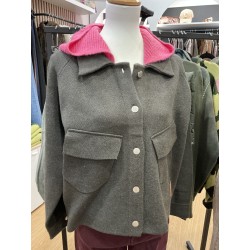 Veste à capuche anthracite et rose