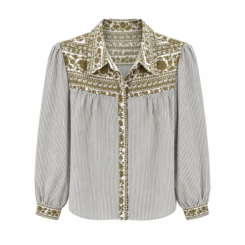 Chemise Myriam broderie kaki