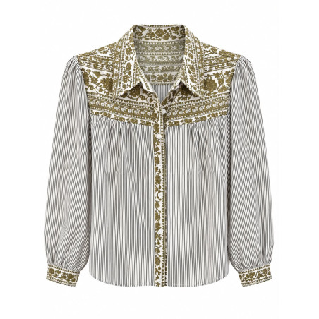 Chemise Myriam broderie kaki