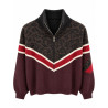 Gilet Pull leopard et bordeaux