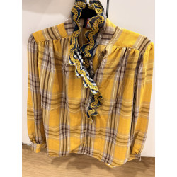 Chemise col volant jaune