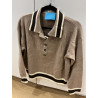 Pull col polo taupe et choco