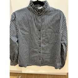 Chemise rayée col victorien bleu