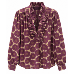 Chemise SOPHIE prune à fleur
