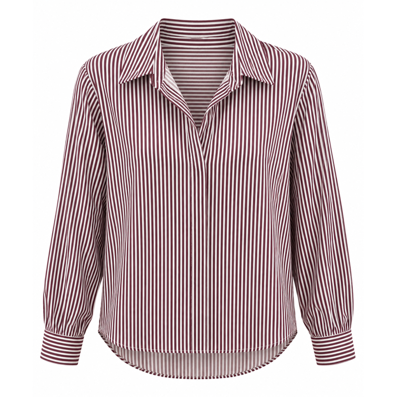 Chemise LUCIE rayé bordeaux en blanc