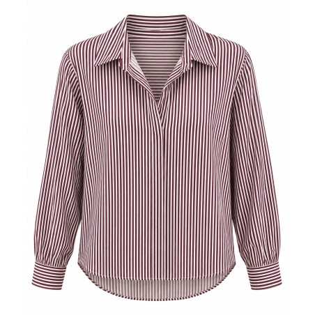 Chemise LUCIE rayé bordeaux en blanc