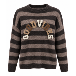 Gilet GOOD VIBES rayure choco