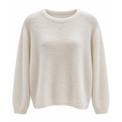 Pull col rond écru manches longues