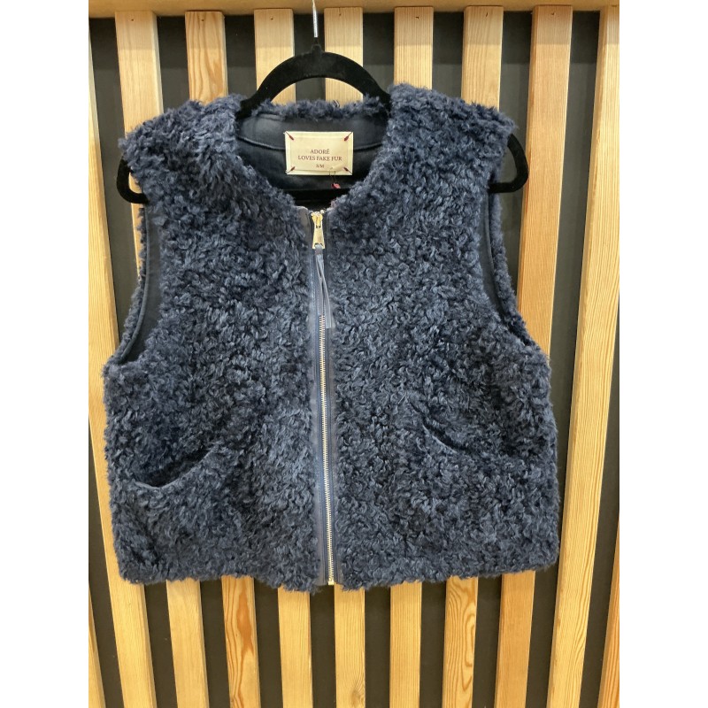 Gilet sans manches moumoute marine