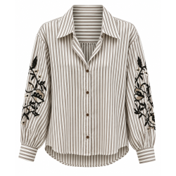 Chemise Jennifer rayure taupe