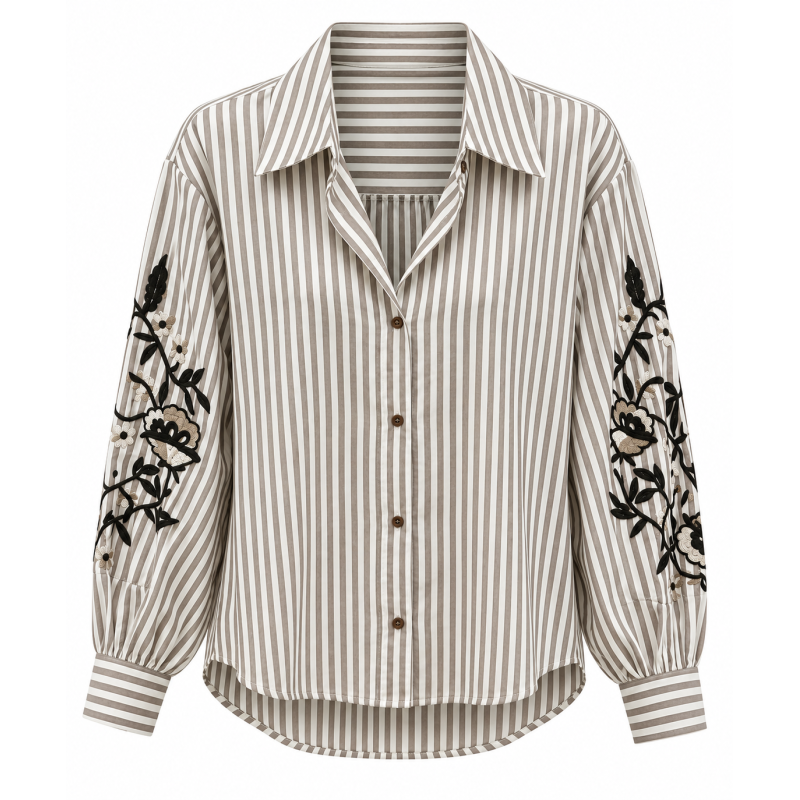 Chemise Jennifer rayure taupe