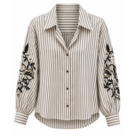Chemise Jennifer rayure taupe