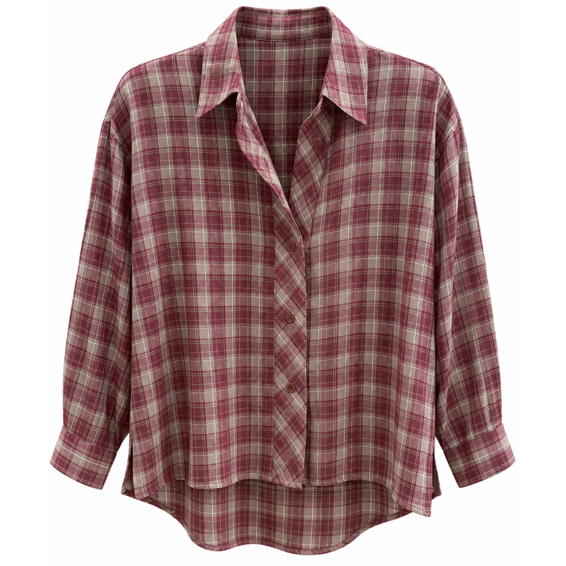 Chemise LALA bordeau et taupe