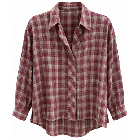 Chemise LALA bordeau et taupe