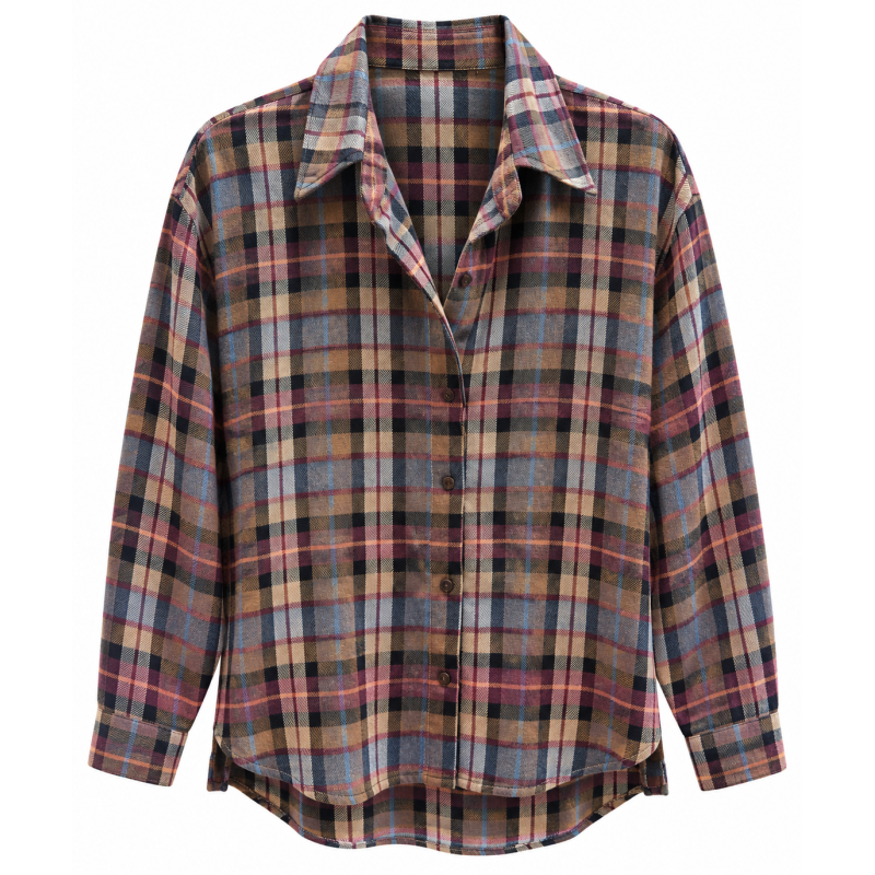 Chemise à carreaux LISE prune et bleu jeans
