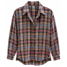 Chemise à carreaux LISE prune et bleu jeans
