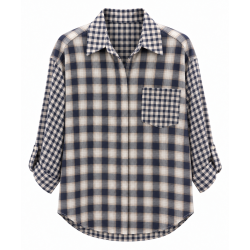 Chemise Fabienne carreaux bleu marine