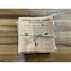 Lot de 6 serviettes de table uni brodes