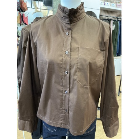 Chemise col victorien choco