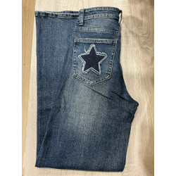 Jeans large étoile bleu