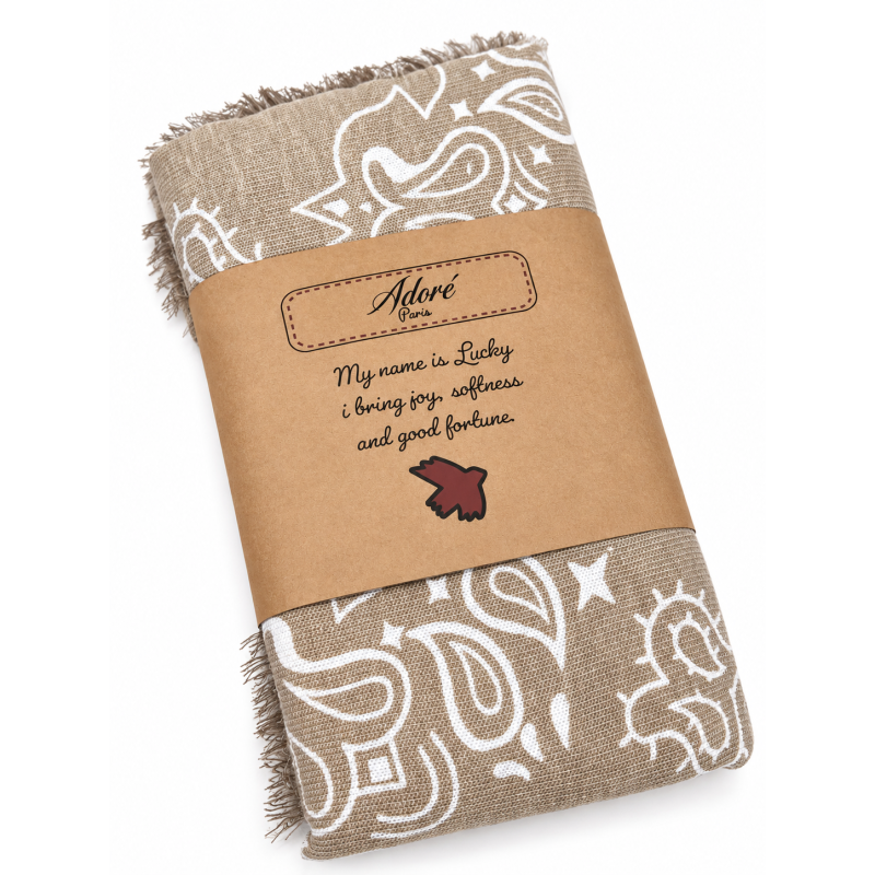 Foulard carré LUCKY animaux beige