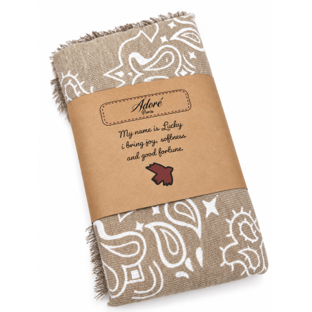 Foulard carré LUCKY animaux beige