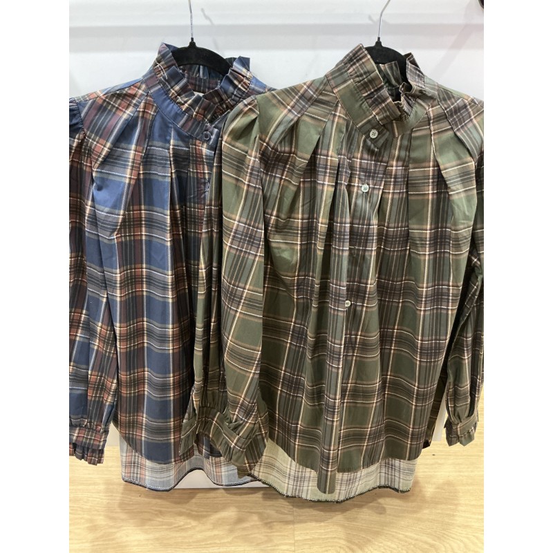 Chemise col victorien carreaux