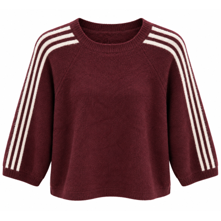 Pull rayé bordeau