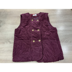Gilet velours sans manche prune