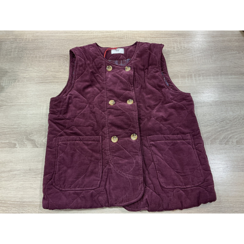 Gilet velours sans manche prune
