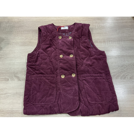 Gilet velours sans manche prune