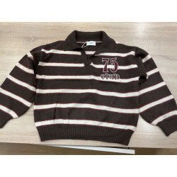 Pull col polo choco rayé