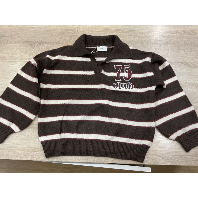 Pull col polo choco rayé