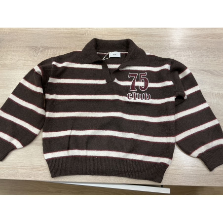 Pull col polo choco rayé