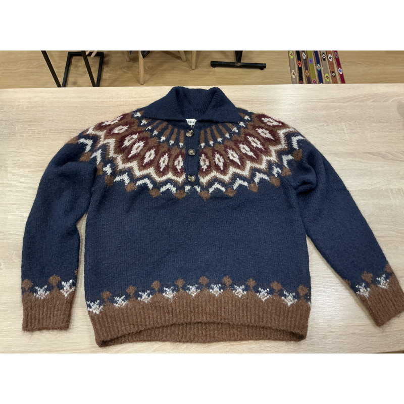 Pull tignes bleu marine