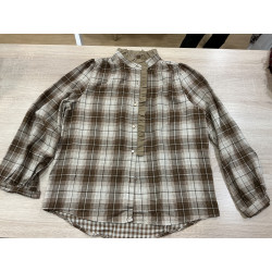 chemise col victorien carreaux camel