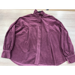 Chemise velours col victorien prune