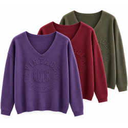 Pull col v vintage rock