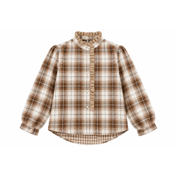 chemise col victorien carreaux camel